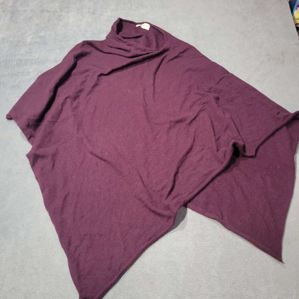 Look M New York Poncho Women OS Burgundy Merino Wool Blend Cowl Neck Draped Wrap